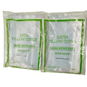 Vintage Freund White King Bridal Acetate Satin Pillow Cover Set of Two 21" X 37"